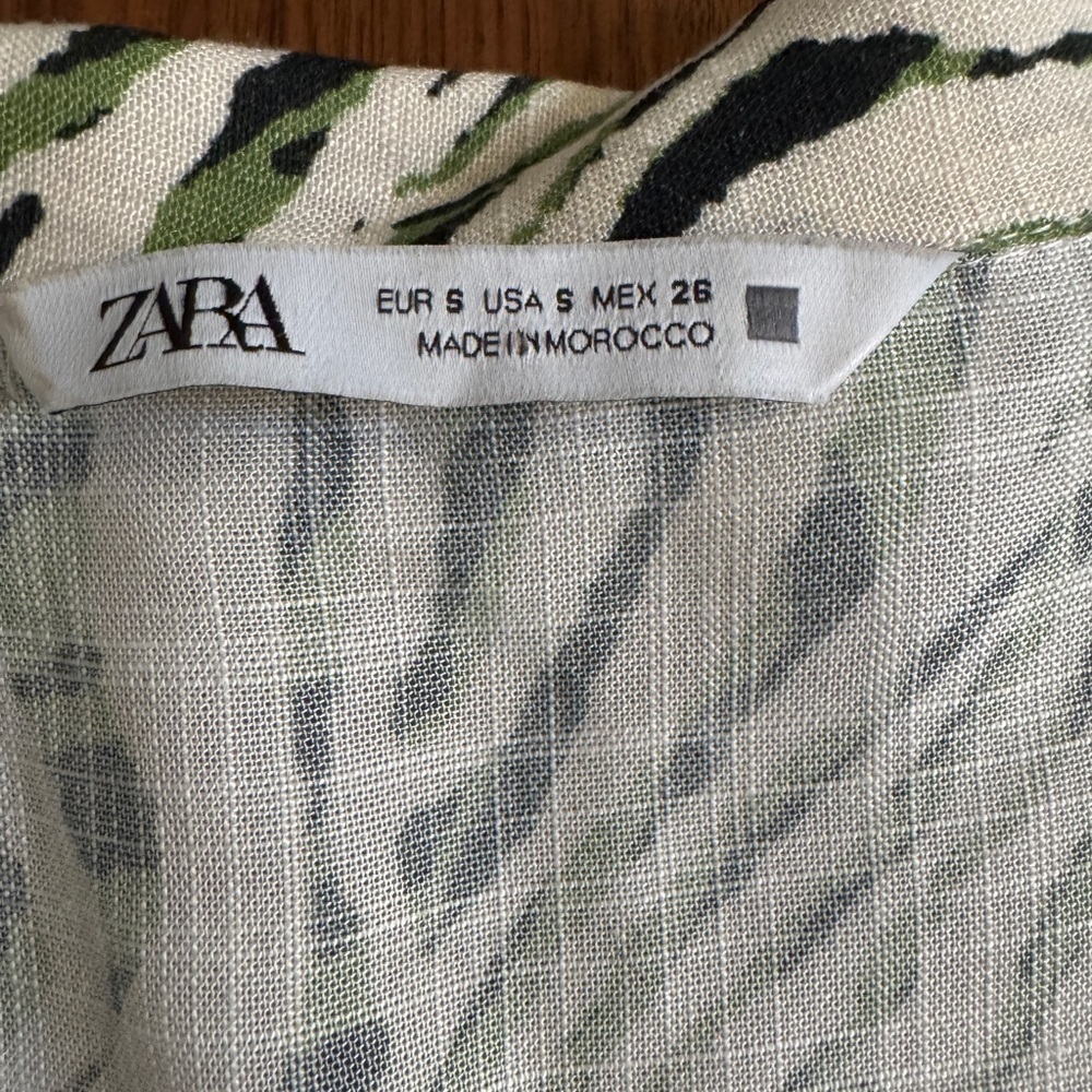 ZARA Animal Print Wrap Dress ECRU/KHAKI - Picture 11 of 13